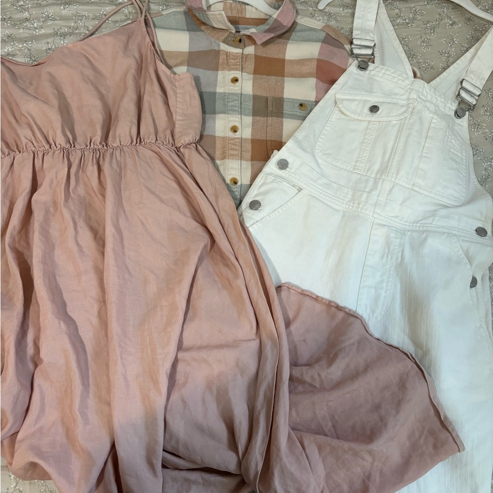 Outerknown blanket shirt , cami dress , Overalls